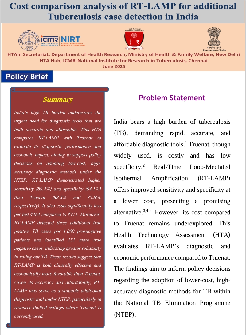 Cost comparison analysis of RT-LAMP for additional Tuberculosis case detection in India